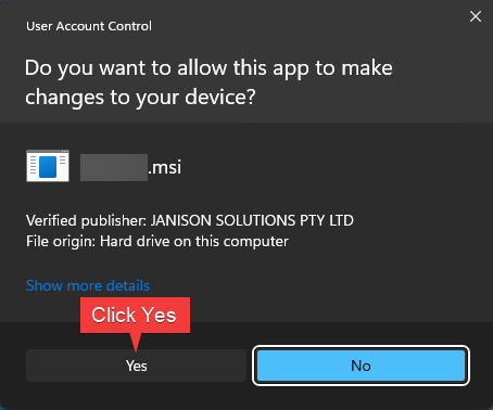Windows User Account Control Screen