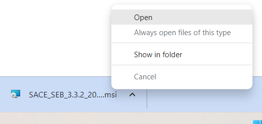 Open downloaded installer