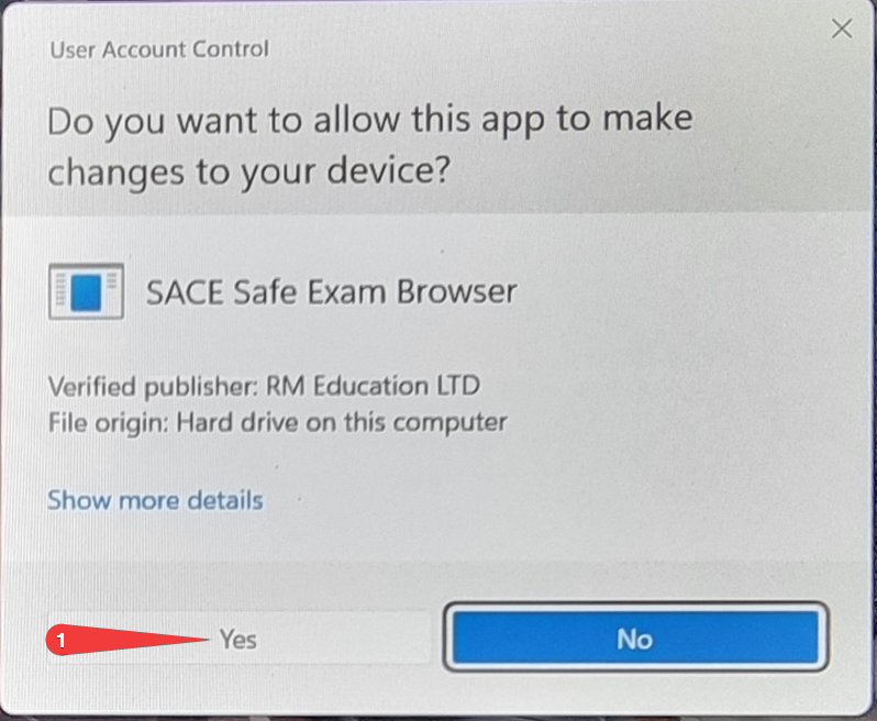 Windows User Account Control Screen